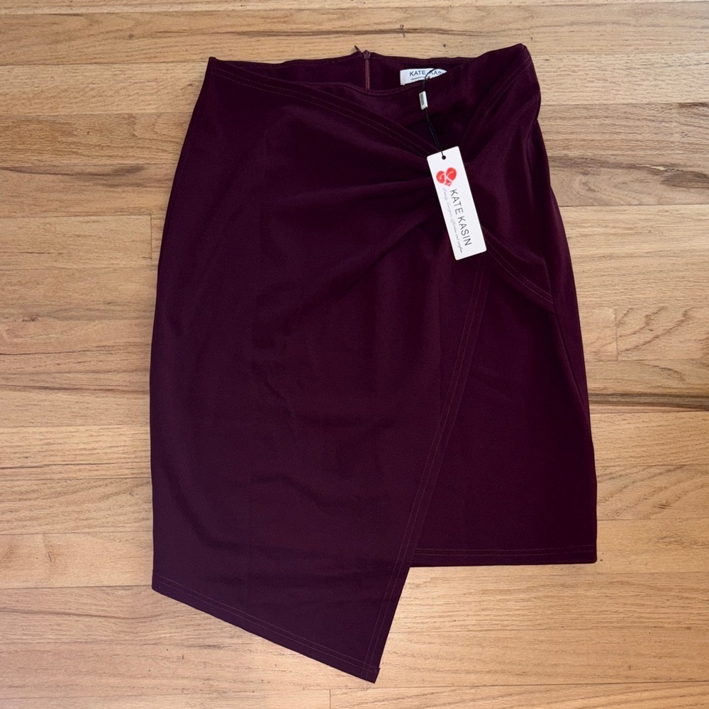Kate Kasin Deep Burgundy Pencil Skirt